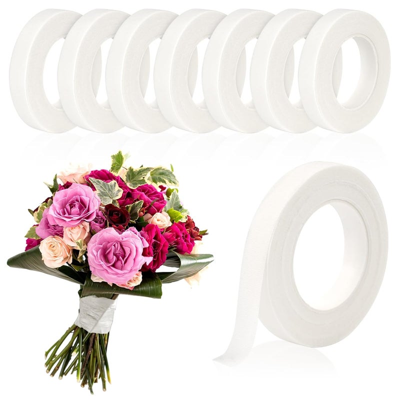 Coidea 8 Rolls Floral Tape, 1/2" Wide Flower Tape, White Floral Tape for Fresh Flowers, Adhesive Florist Tape for Floral Crafts, Bouquet Floral Arranging Stem Wrapping, Wedding Bouquet, 30Yard - Image 1